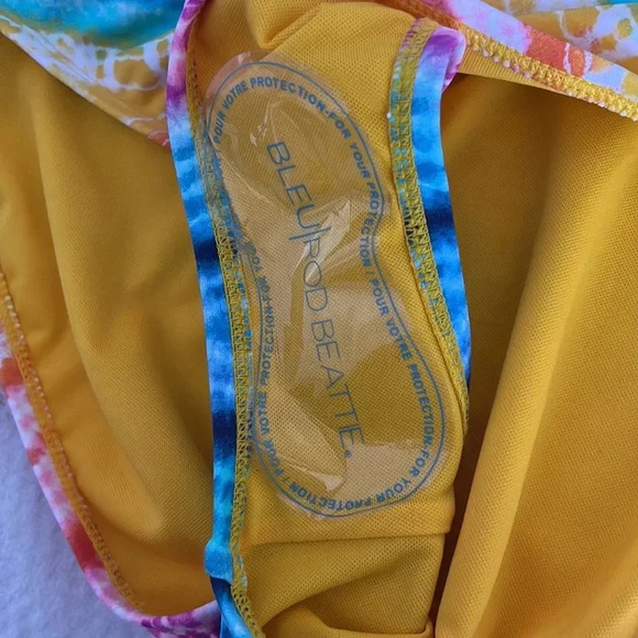 Bleu Rod Beattie Rainbow Tye Dye D-Cup Swim Top 38D Bottom Size 14 - Picture 7 of 9